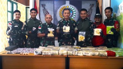 Gagalkan Penyelundupan 63 Kg Sabu di Perbatasan, Satgas Yonarhanud 1/PBC Serahkan Barang Bukti ke Dankolakopsrem 121/Abw
